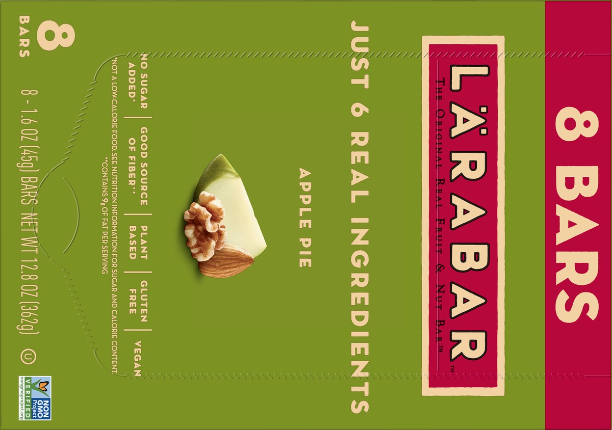 slide 5 of 9, LÄRABAR Apple Pie, Gluten Free Vegan Fruit & Nut Bars, 1.6 oz bars, 8 ct, 8 ct