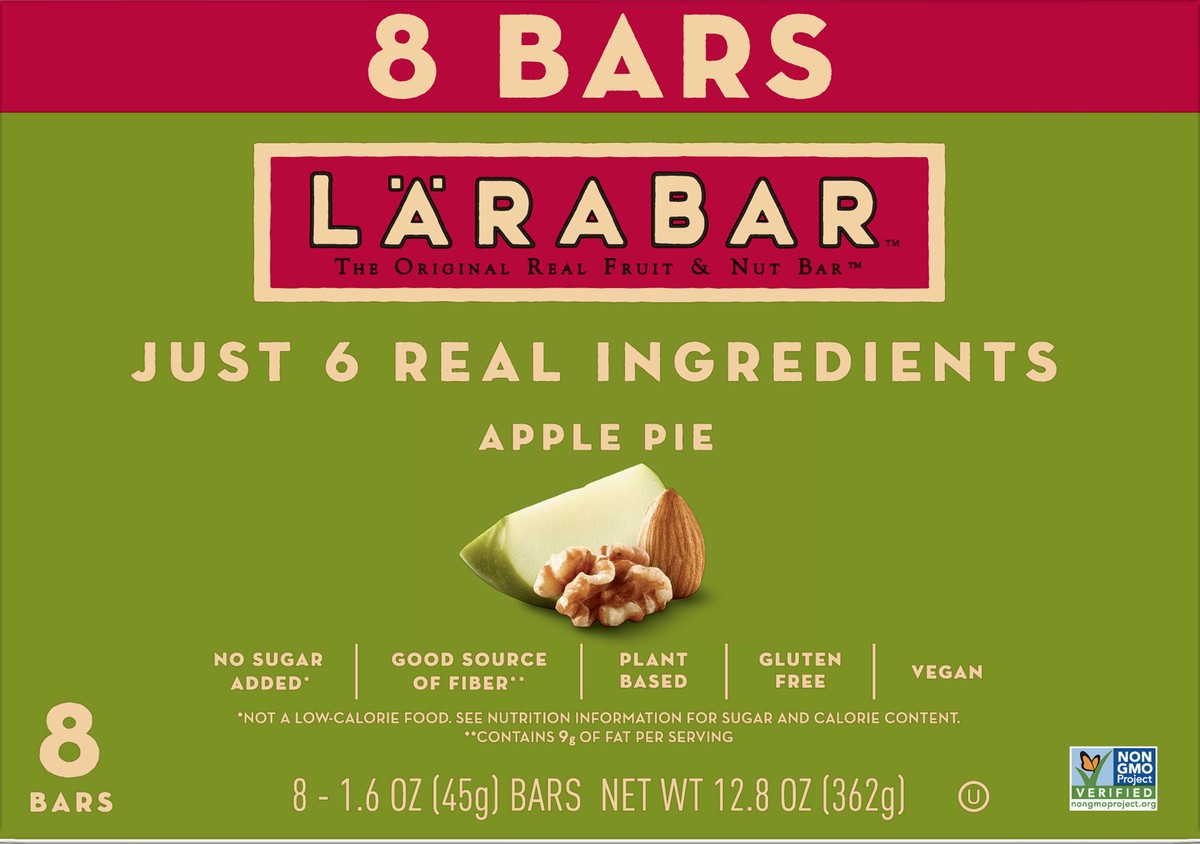 slide 9 of 9, LÄRABAR Apple Pie, Gluten Free Vegan Fruit & Nut Bars, 1.6 oz bars, 8 ct, 8 ct