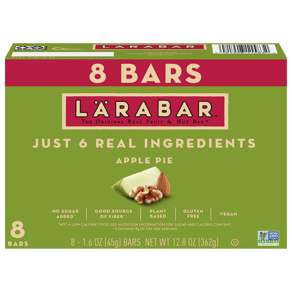 slide 1 of 9, LÄRABAR Apple Pie, Gluten Free Vegan Fruit & Nut Bars, 1.6 oz bars, 8 ct, 8 ct