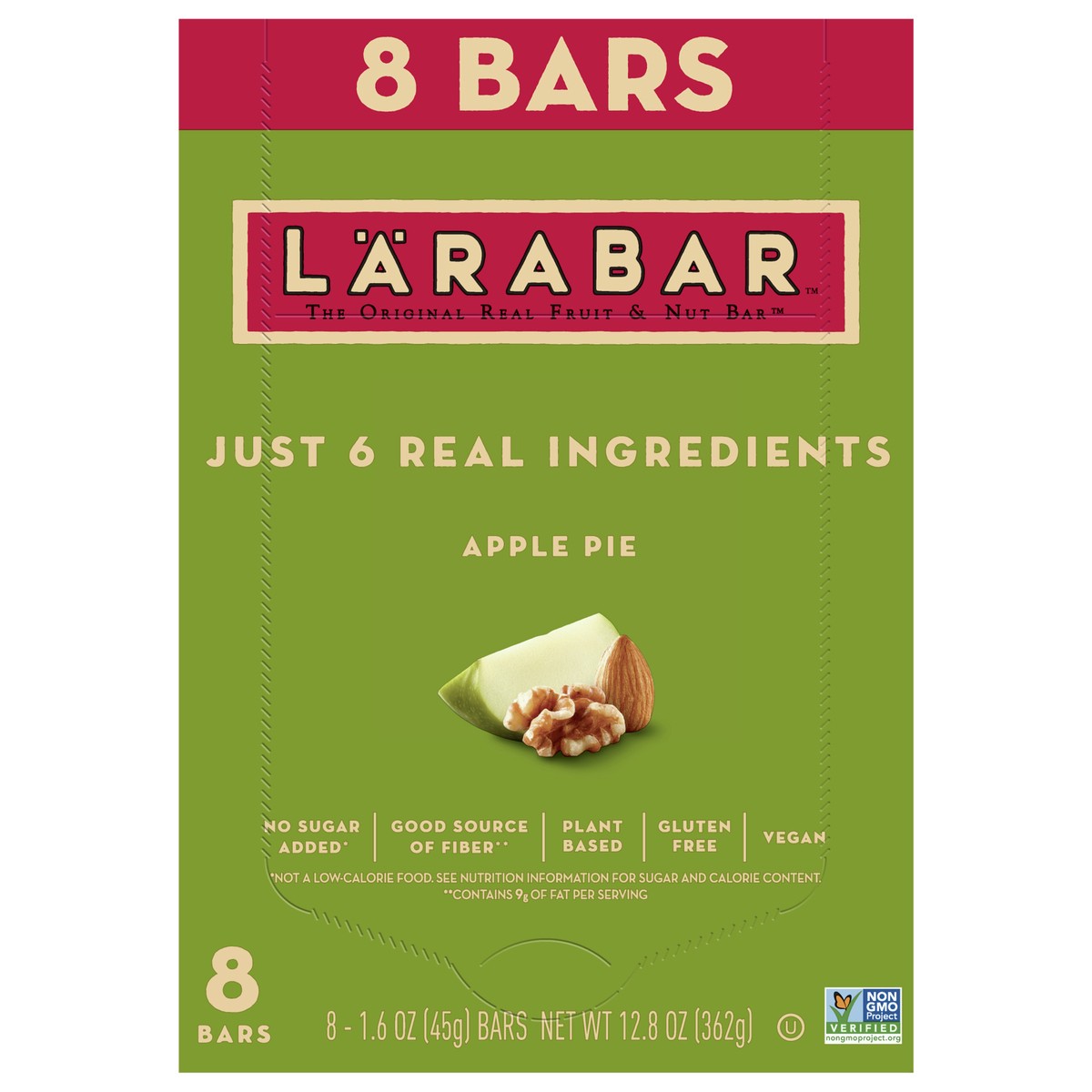 slide 1 of 9, LÄRABAR Apple Pie, Gluten Free Vegan Fruit & Nut Bars, 1.6 oz bars, 8 ct, 8 ct