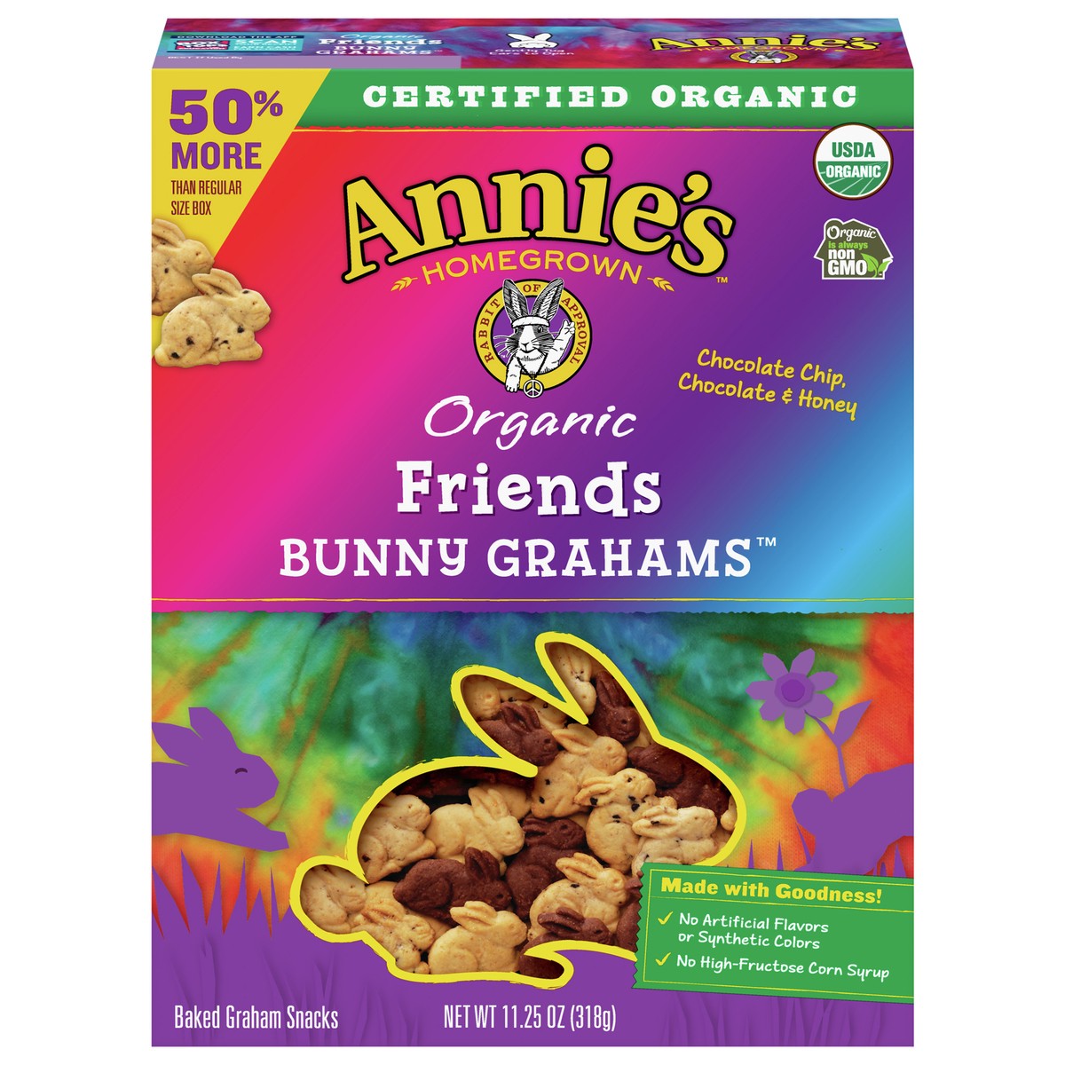 slide 1 of 1, Annie's Organic Friends Bunny Graham Snacks, Chocolate Chip, Chocolate & Honey, 11.25 oz., 11.25 oz