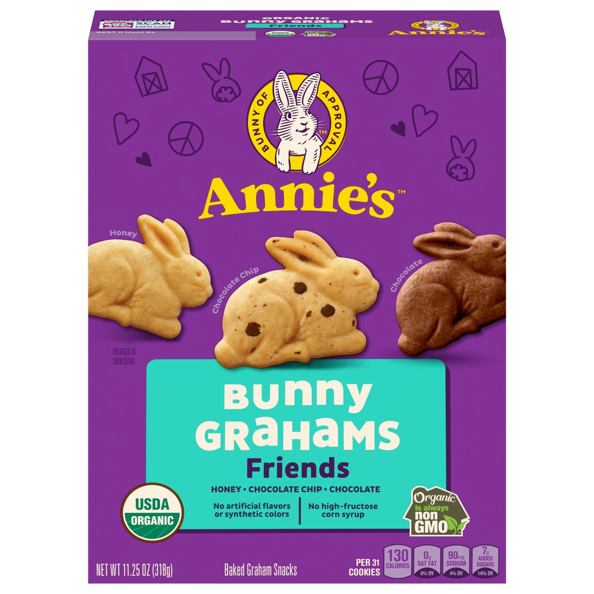 slide 1 of 1, Annie's Organic Friends Bunny Grahams, Chocolate Chip, Chocolate, and Honey Baked Graham Snacks, 11.25 oz, 11.25 oz