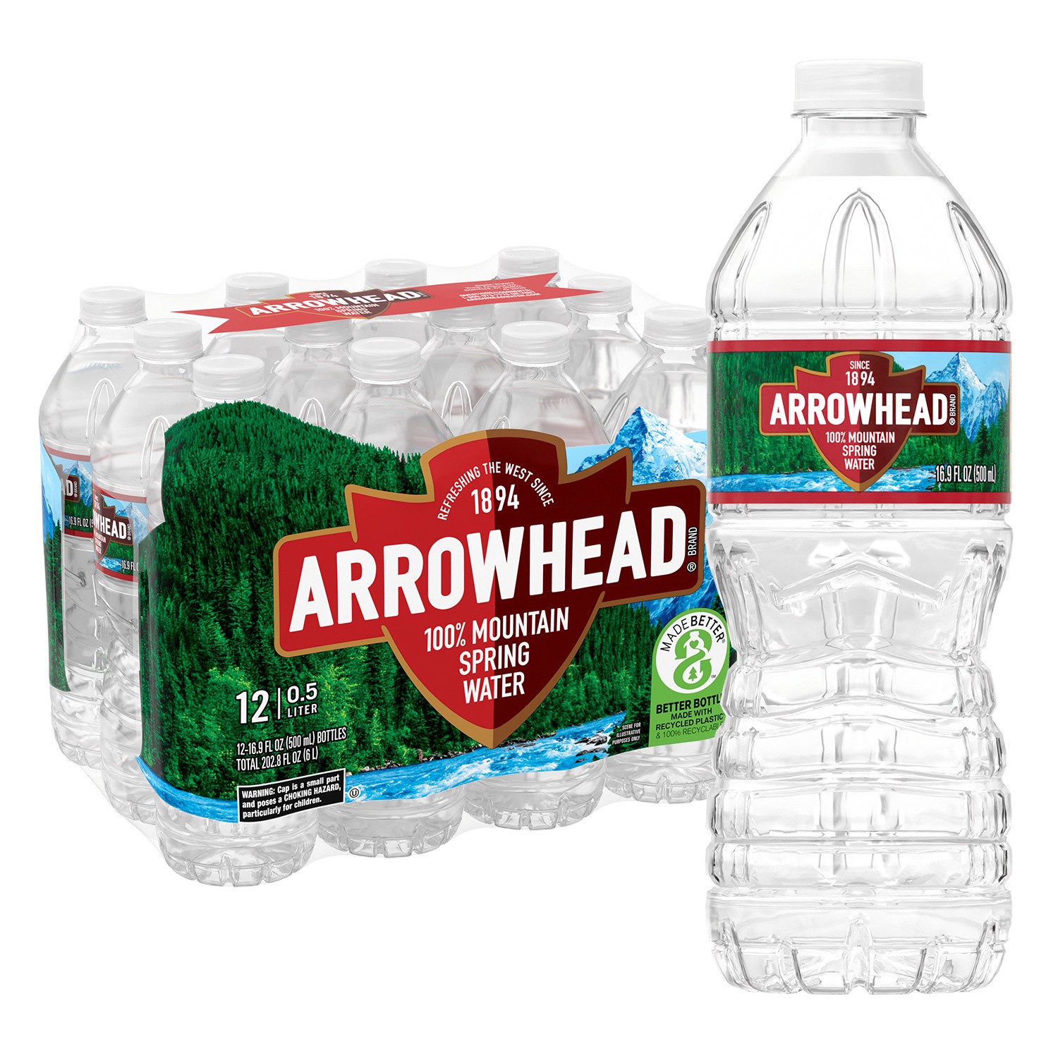 slide 5 of 5, Arrowhead Brand 100% Mountain Spring Water- 12 ct; 16.9 fl oz, 12 ct; 16.9 fl oz