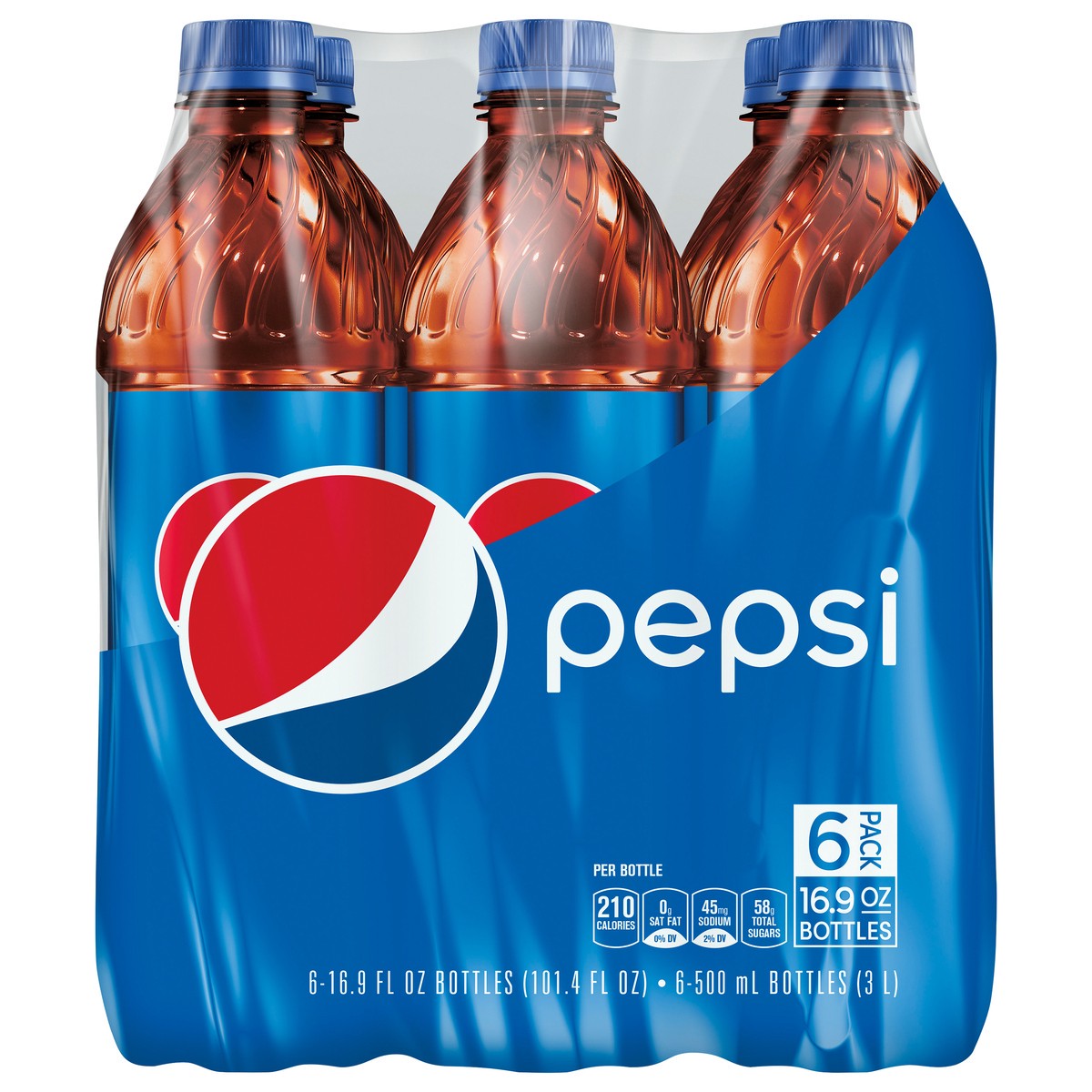 slide 1 of 1, Pepsi 6 Pack Cola 6 ea, 6 ct; 16.9 fl oz