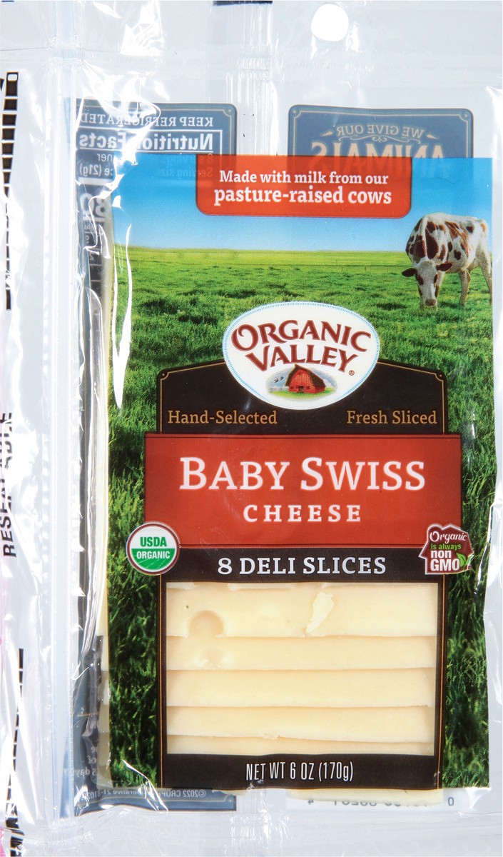 slide 4 of 12, ORGANIC VALLEY Organic Baby Swiss Cheese Slices, 6 oz, 6 oz