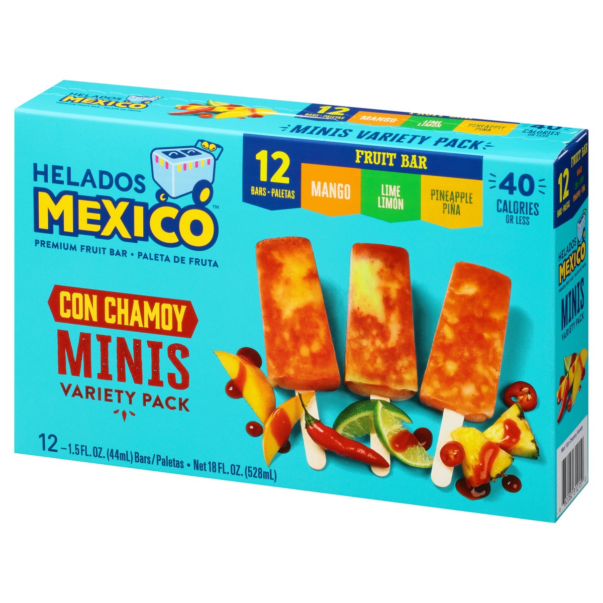 slide 5 of 13, Helados Mexico Variety Pack Minis Premium Mango/Lime/Pineapple Fruit Bars 12 ea, 12 ct