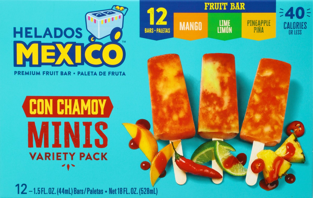 slide 7 of 13, Helados Mexico Variety Pack Minis Premium Mango/Lime/Pineapple Fruit Bars 12 ea, 12 ct