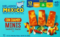 Helados Mexico Variety Pack Minis Premium Mango/Lime/Pineapple Fruit Bars 12 ea