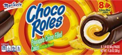 Marinela Choco Roles Pineapple Chocolatey Filled Cakes, 8 packs, Pineapple Crème Swiss Rolls, 11.28 oz Multipack