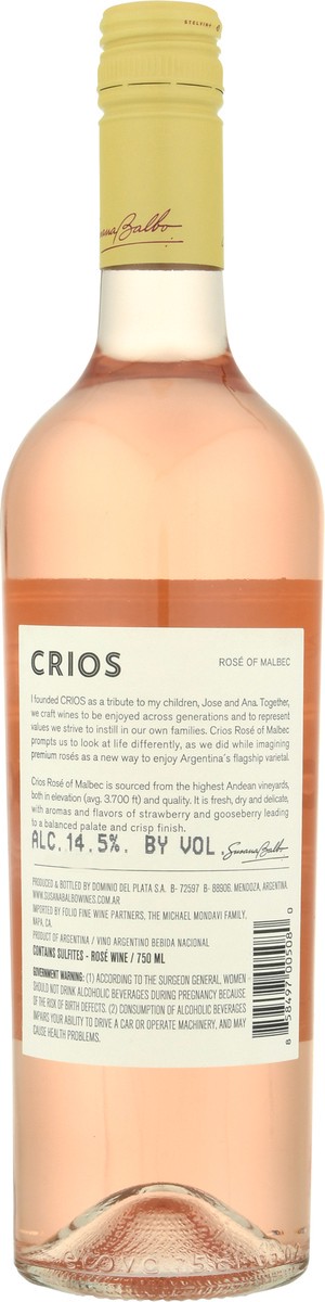 slide 2 of 9, Crios Rose of Malbec 750 ml Bottle, 750 ml