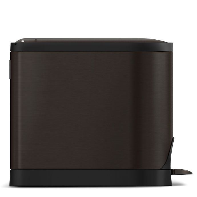 slide 3 of 3, simplehuman Butterfly Step Trash Can - Dark Bronze, 10 liter