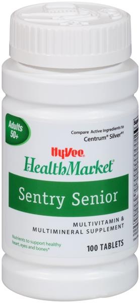 slide 1 of 1, Hy-Vee HealthMarket Sentry Senior Multivitamin Supplement Tablets, 100 ct