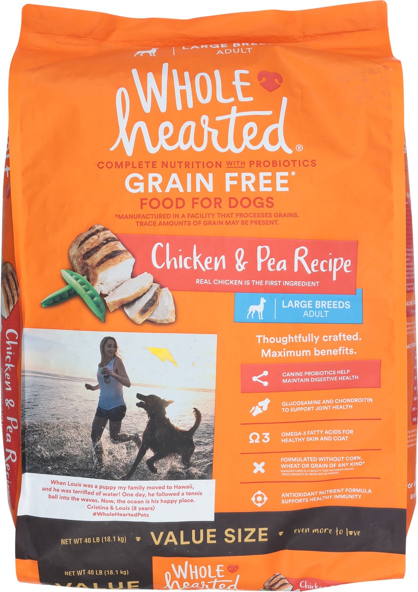 slide 6 of 15, WholeHearted Grain Free Large Breed Chicken and Pea Recipe Adult Dry Dog Food, 40 lb