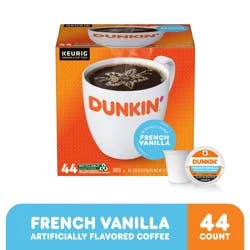 Dunkin' French Vanilla Flavored Coffee, Keurig K-Cup Pods, 44 Count