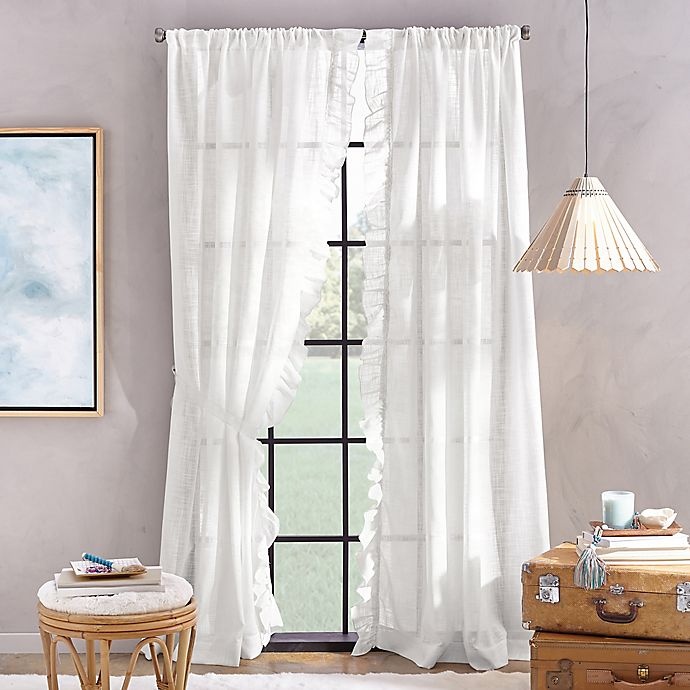 slide 1 of 2, Peri Home Sadie Pole Top Window Curtain Panel - White, 95 in