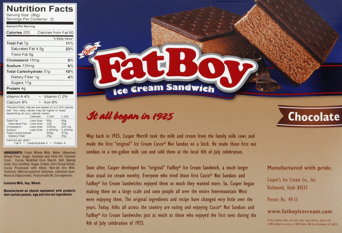 slide 6 of 6, Fat Boy Ice Cream Sandwich 12 ea, 12 ct