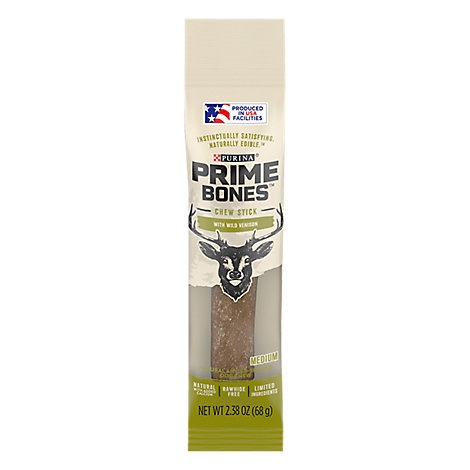 slide 1 of 1, Prime Bones Dog Treats Long Lasting Chew Treats With Wild Venison, 2.38 oz