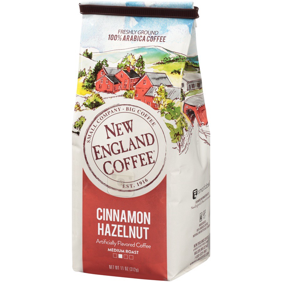 slide 7 of 7, New England Coffee Cinnamon Hazelnut, Ground Coffee, Bagged - 11 oz, 11 oz