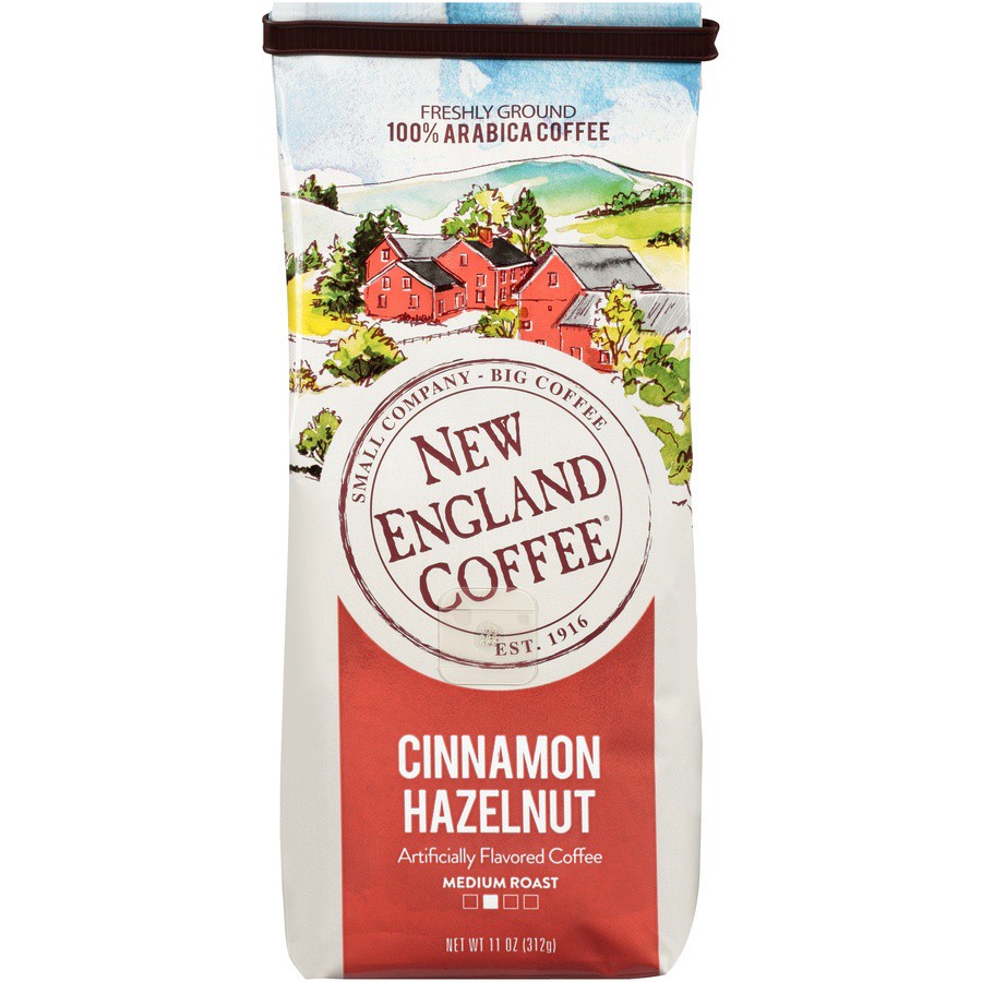 slide 1 of 7, New England Coffee Cinnamon Hazelnut, Ground Coffee, Bagged - 11 oz, 11 oz