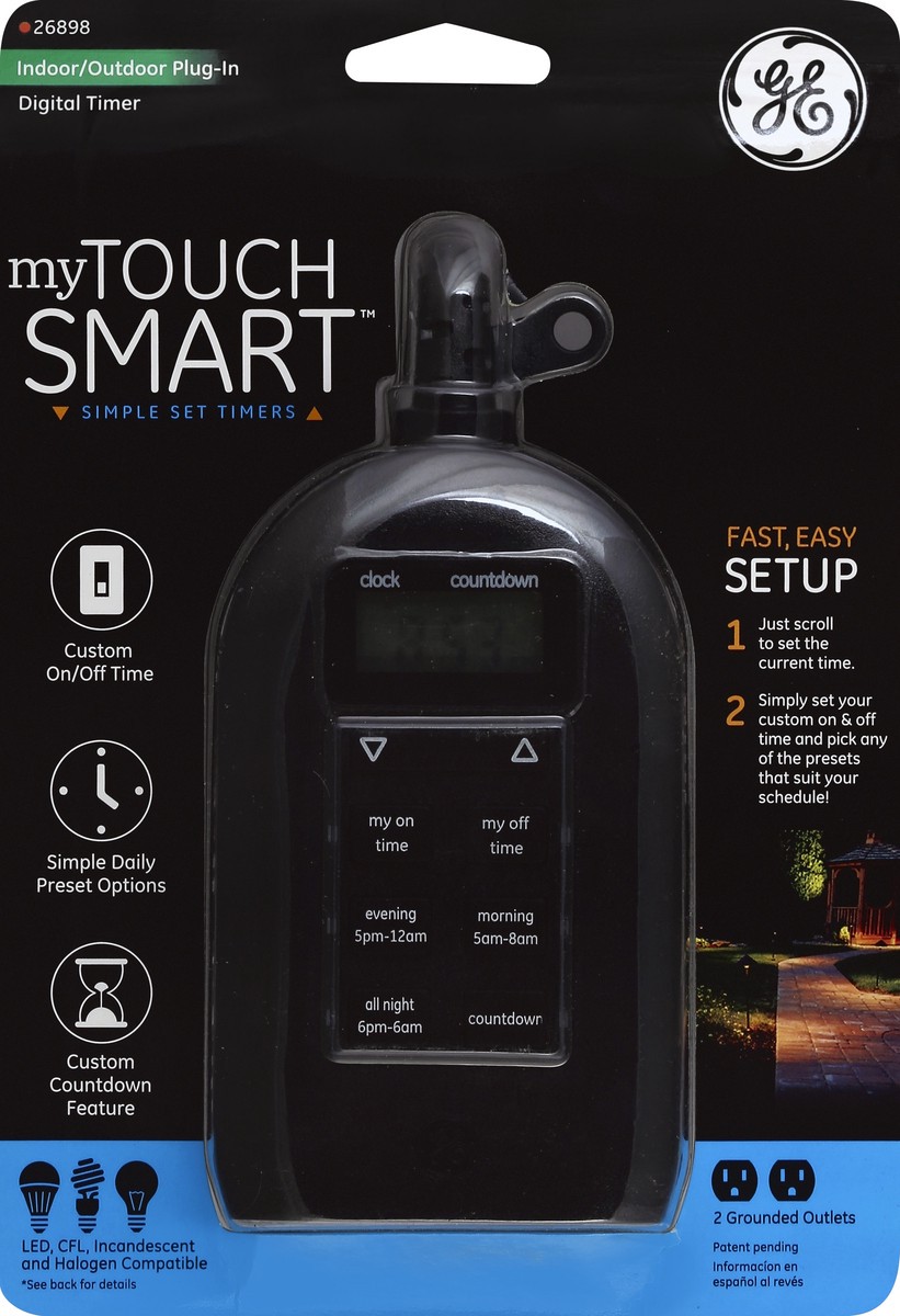 slide 1 of 3, GE MyTouch Smart Plug-In Indoor/Outdoor Digital Timer, 1 ct