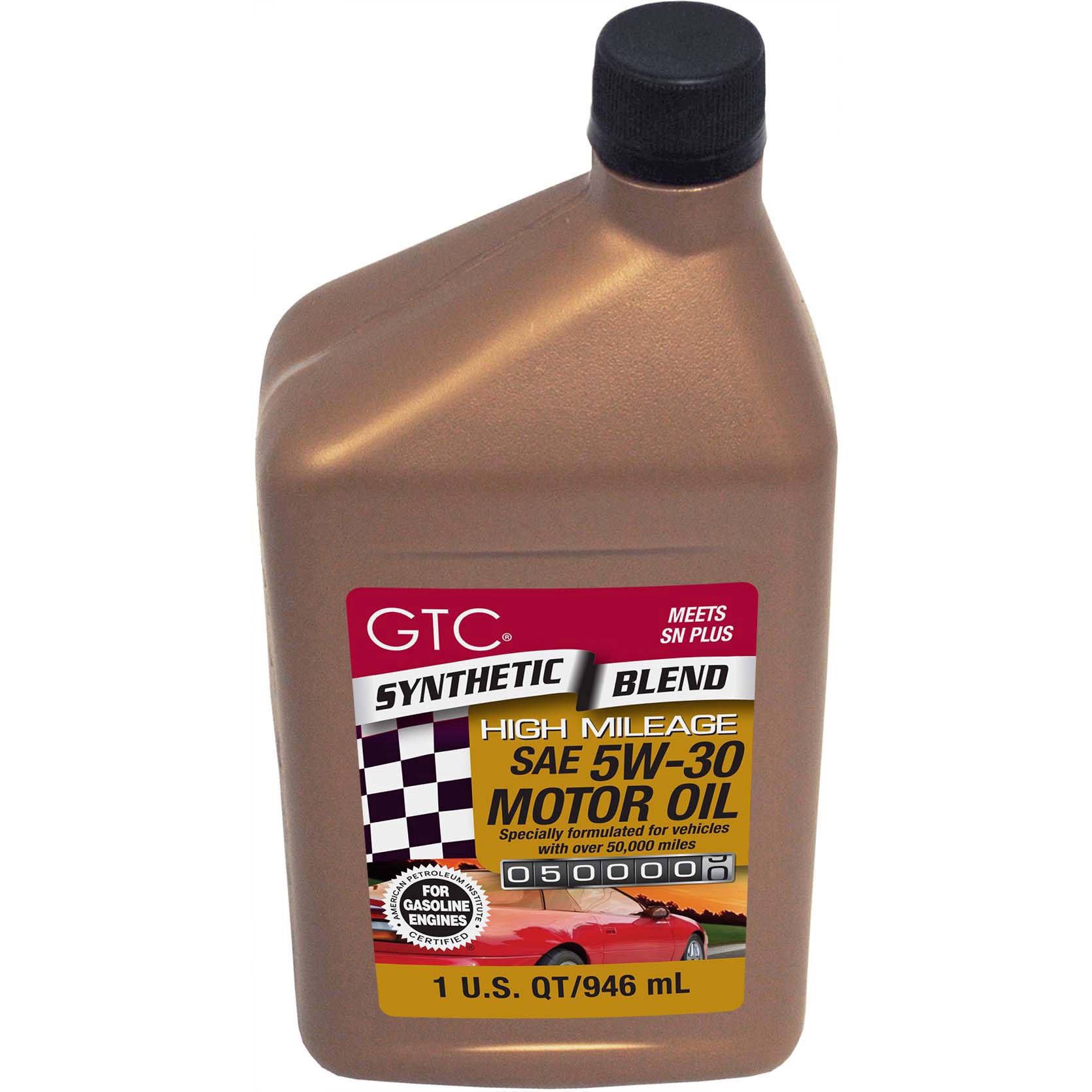 slide 1 of 1, GTC Synthetic Blend High Mileage SAE 5W-30 Motor Oil, 1 qt