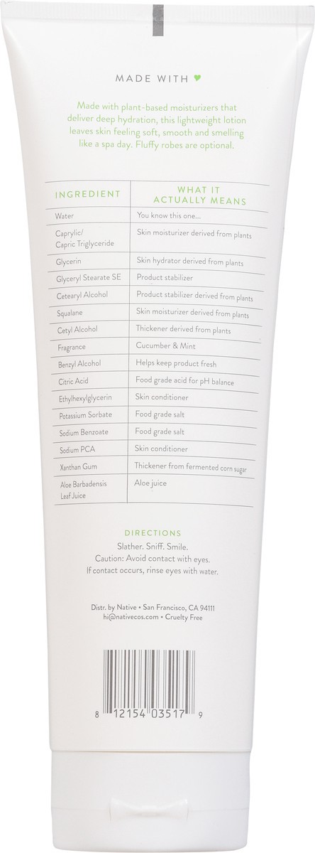 slide 7 of 9, Native Cucumber Mint Hand And Body Lotion, 12 oz