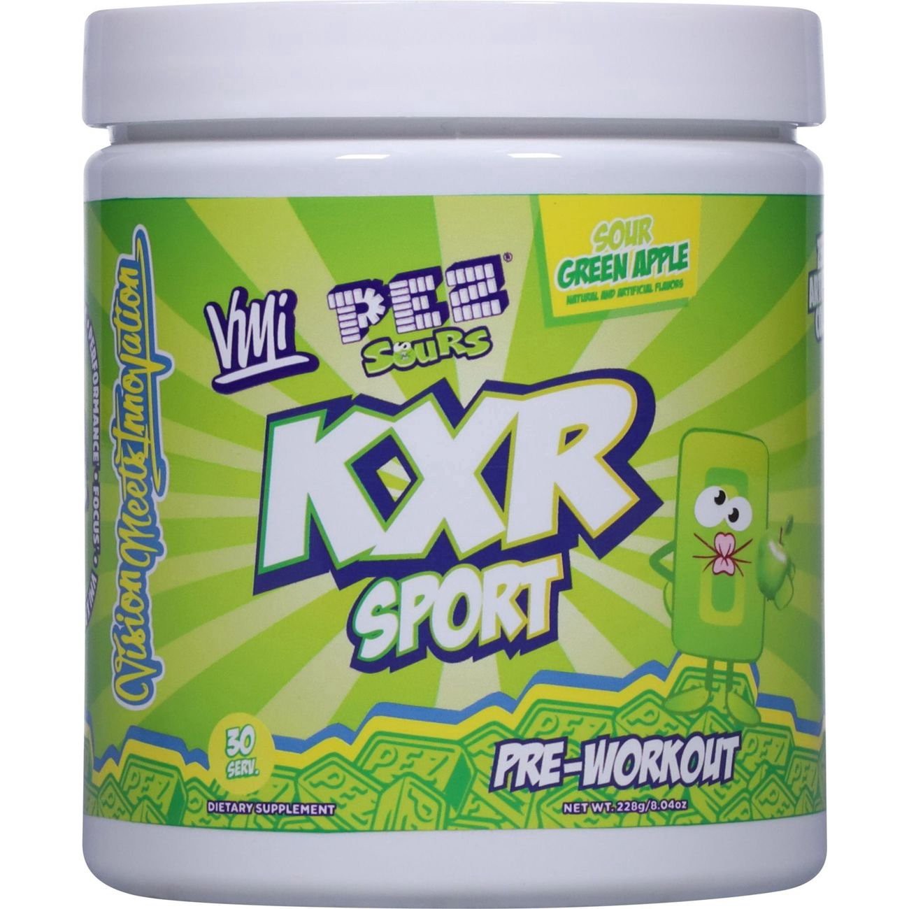 slide 1 of 1, VMI KXR Sport x PEZ Pre-Workout Powder - Sour Green Apple, 8.04 oz