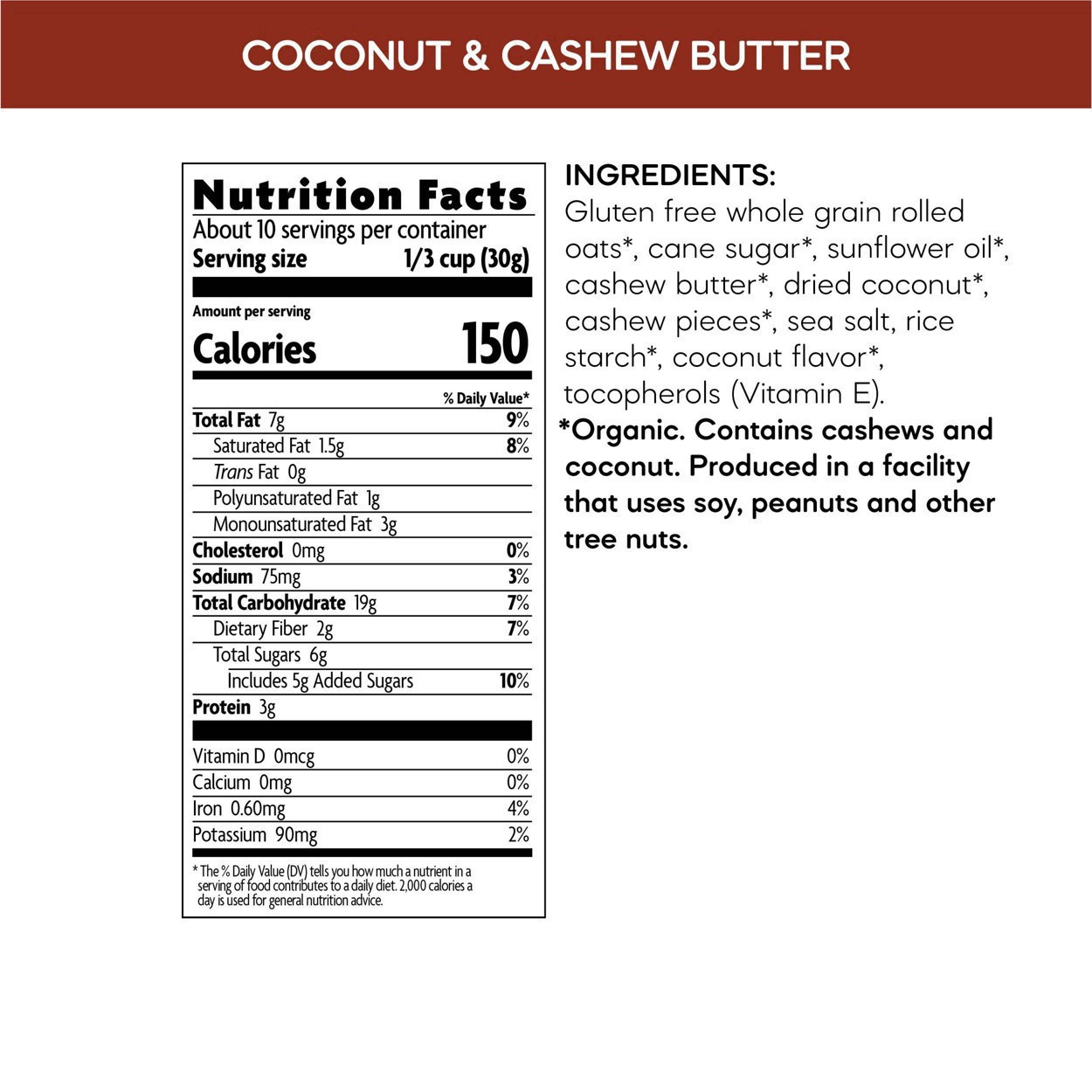 slide 16 of 65, Nature's Path Organic Coconut Cashew Gluten Free Granola 11oz Pouch, 11 oz