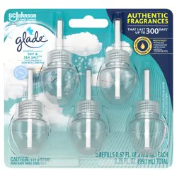 Glade PlugIns Scented Oil 5 Refills, Air Freshener, Sky & Sea Salt, 5 x 0.67 oz