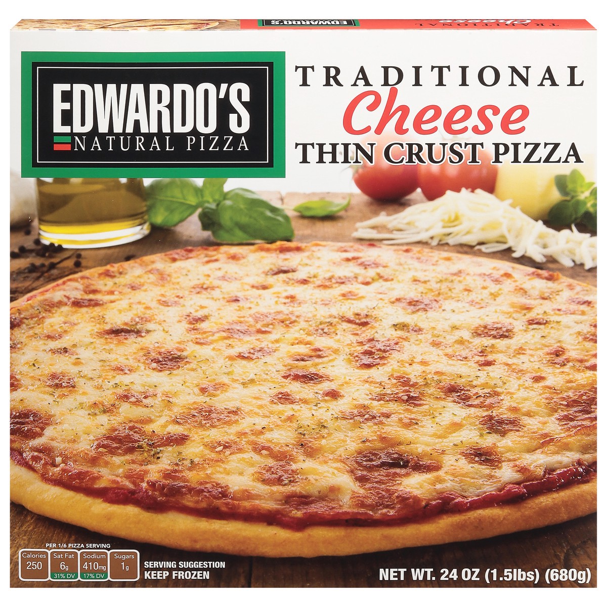 slide 1 of 4, Edwardo's Traditional Thin Crust Cheese Traditional Cheese Pizza 24 oz, 24 oz