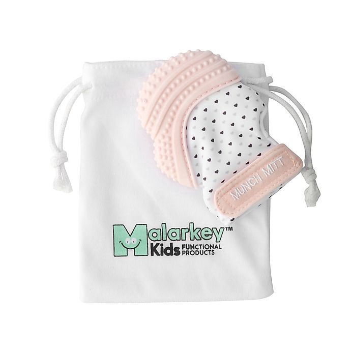 slide 3 of 4, Munch Baby Malarkey Kids Munch Mitt Teether - Pink Hearts, 1 ct