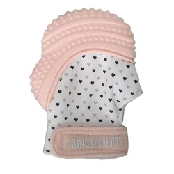 Munch Baby MalarkeyKids® Munch Mitt® baby teething mitten, pastel pink heart