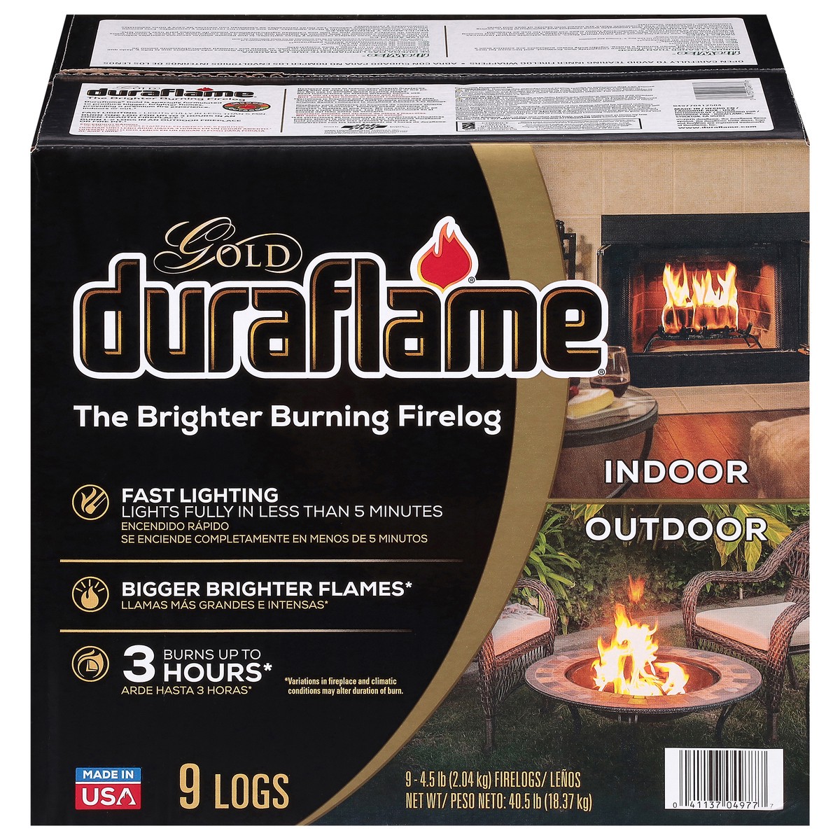 slide 4 of 4, Duraflame Indoor/Outdoor Gold Firelogs 9 - 4.5 lb Firelogs, 4.5 lb