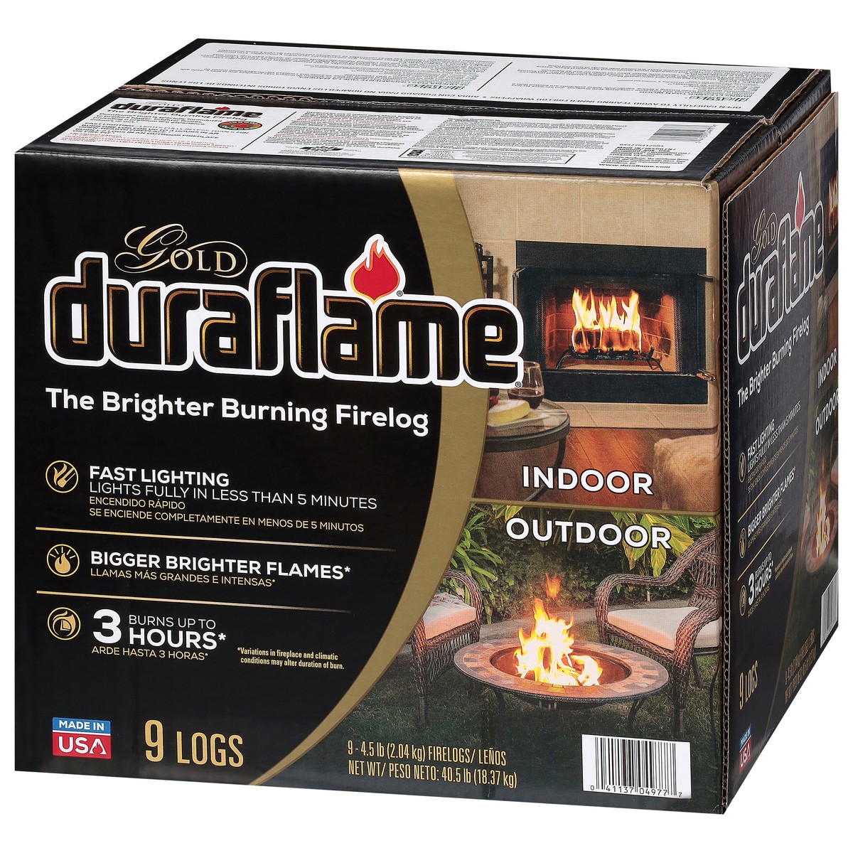 slide 3 of 4, Duraflame Indoor/Outdoor Gold Firelogs 9 - 4.5 lb Firelogs, 4.5 lb