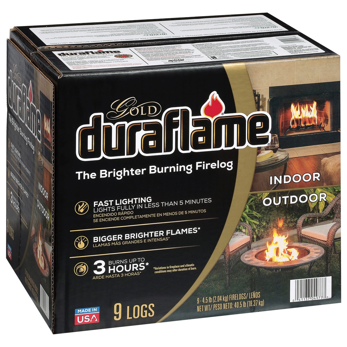 slide 2 of 4, Duraflame Indoor/Outdoor Gold Firelogs 9 - 4.5 lb Firelogs, 4.5 lb