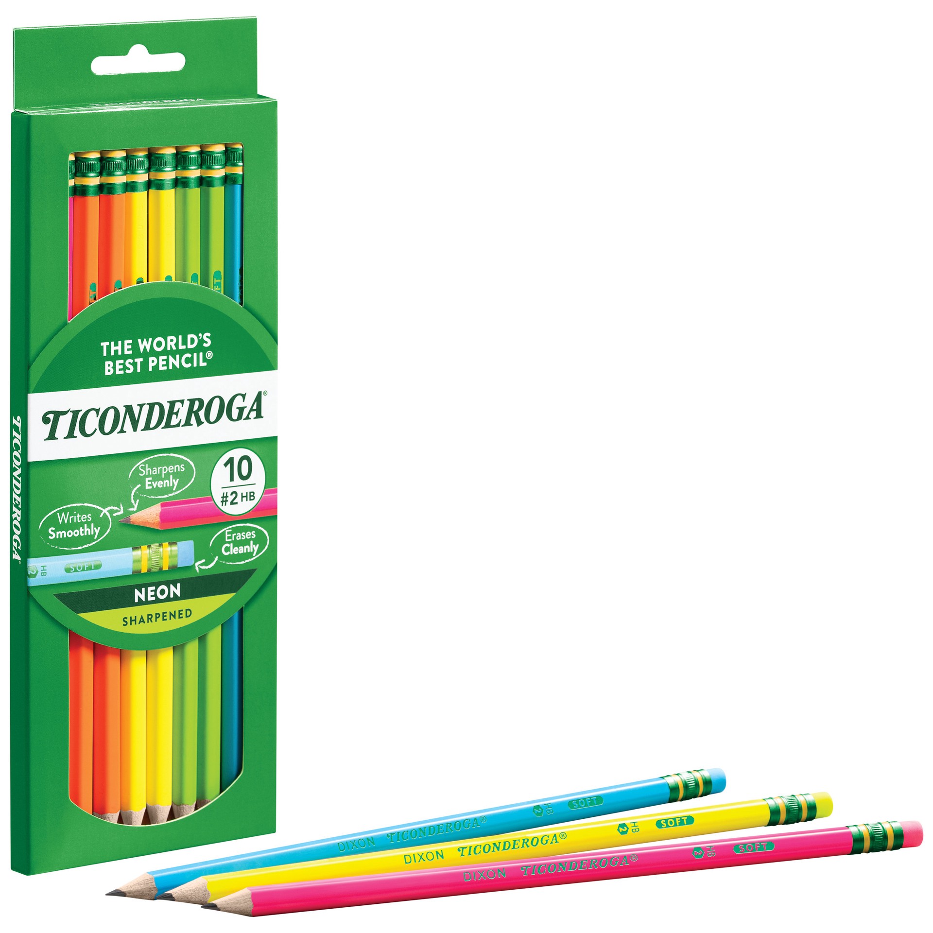 slide 2 of 5, Ticonderoga Neon Sharpened 2 HB Pencil 10 ea, 10 ct