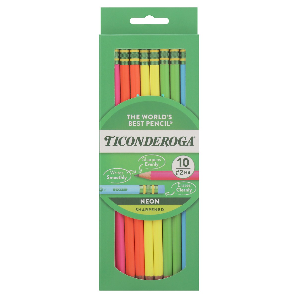 slide 1 of 5, Ticonderoga Neon Sharpened 2 HB Pencil 10 ea, 10 ct