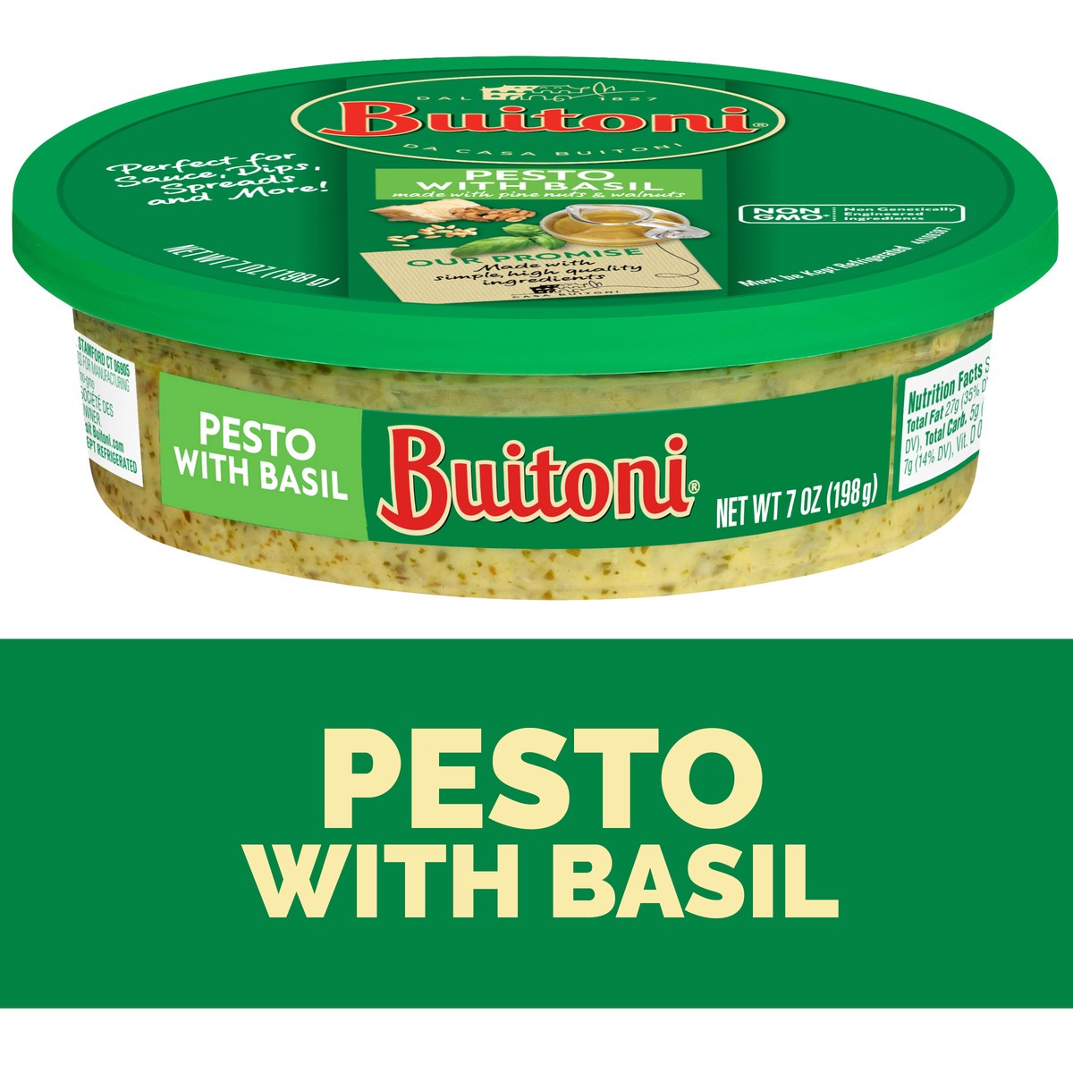 slide 1 of 6, Buitoni Basil Pesto, Refrigerated Basil Sauce, 7 oz Tub, 7 oz