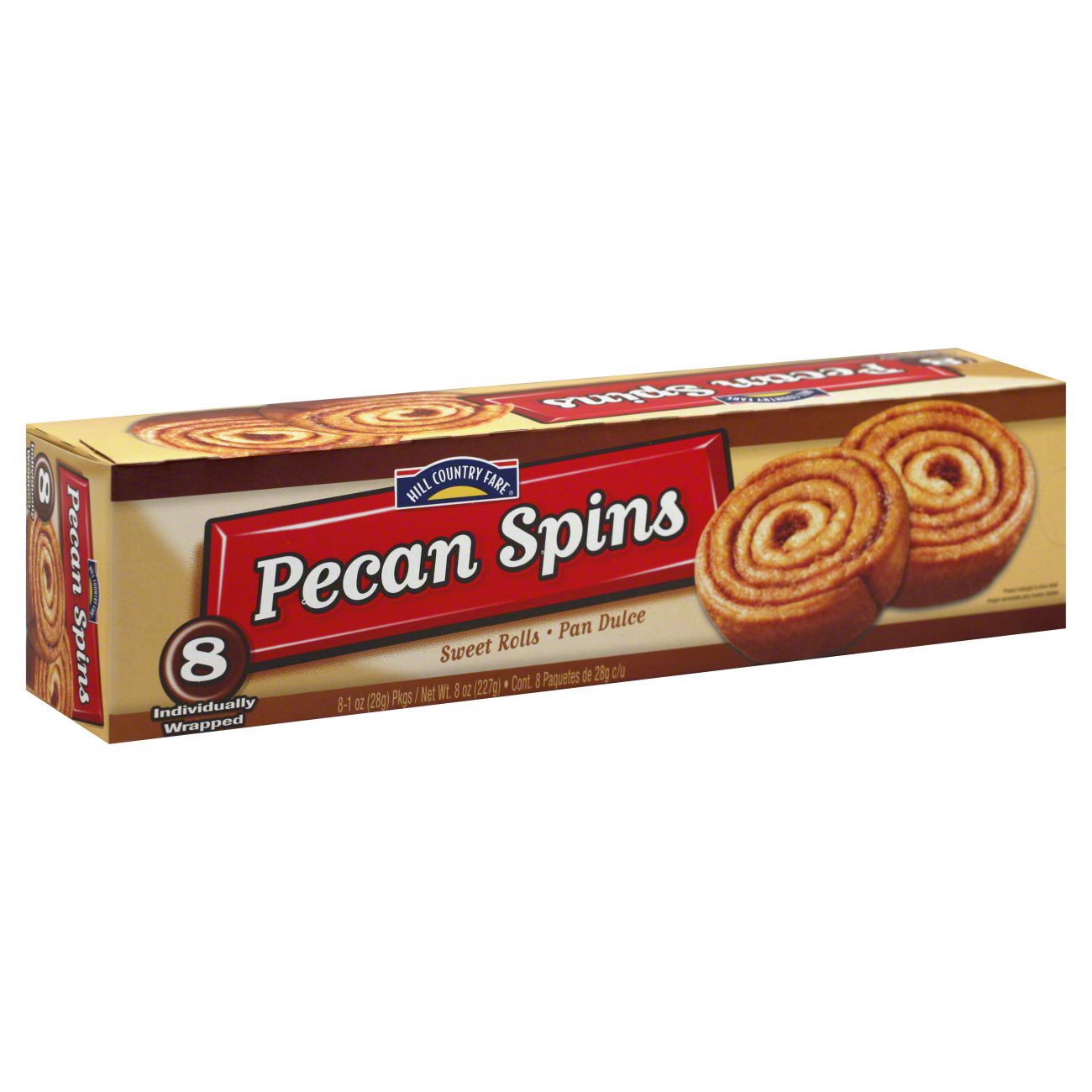 slide 1 of 1, Hill Country Fare Pecan Spins Sweet Rolls, 8 ct