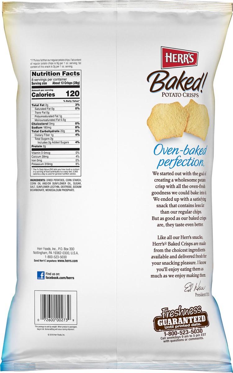 slide 5 of 7, Herr's Baked! Gluten Free Original Potato Crisps 8 oz Bag, 8 oz