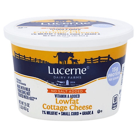 slide 1 of 1, Lucerne Cheese Cottage Small Curd Lowfat 1% Milkfat, 16 oz