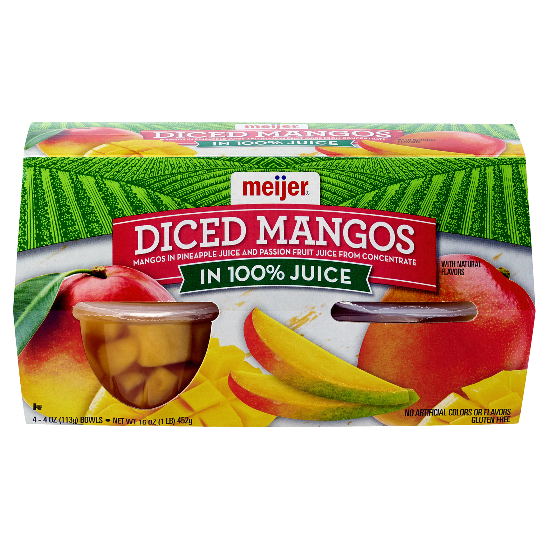 slide 1 of 2, Meijer Diced Mangos in 100% Juice / Bowls, 4 ct; 4 oz