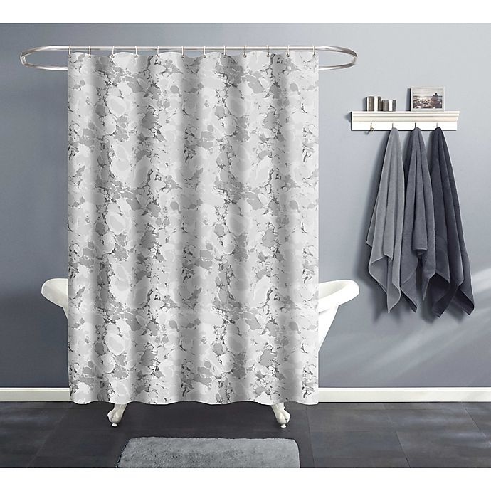 slide 1 of 4, India Ink Marble Bubble Shower Curtain - Grey/White, 70 in x 72 in