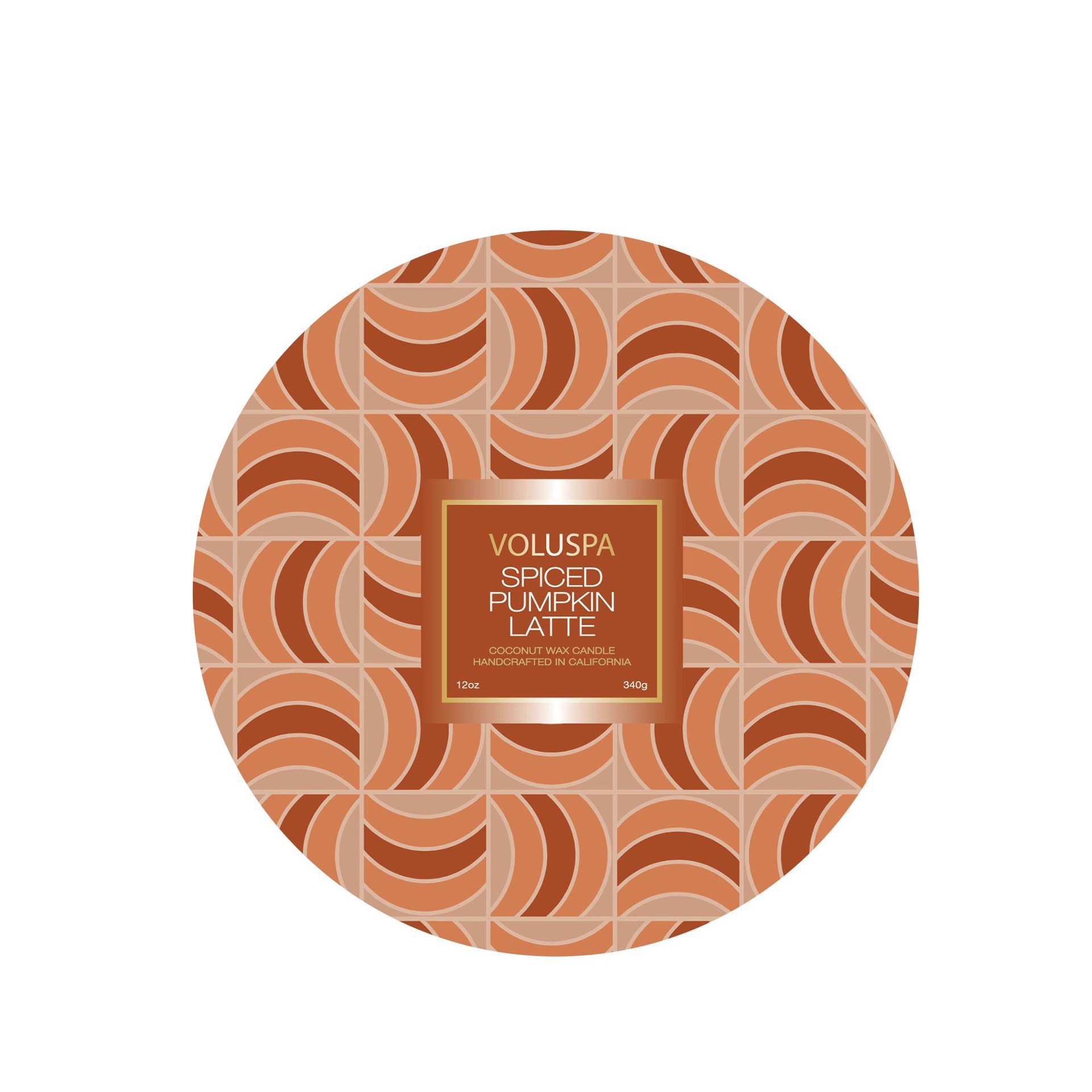 slide 1 of 1, Voluspa Spiced Pumpkin Latte 3 Wick Tin Candle, 12 oz