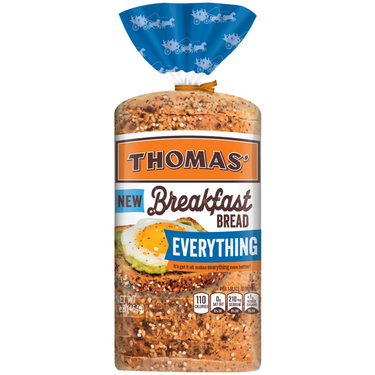 slide 1 of 5, Thomas' Everything Breakfast Bread, 16 oz, 1 lb