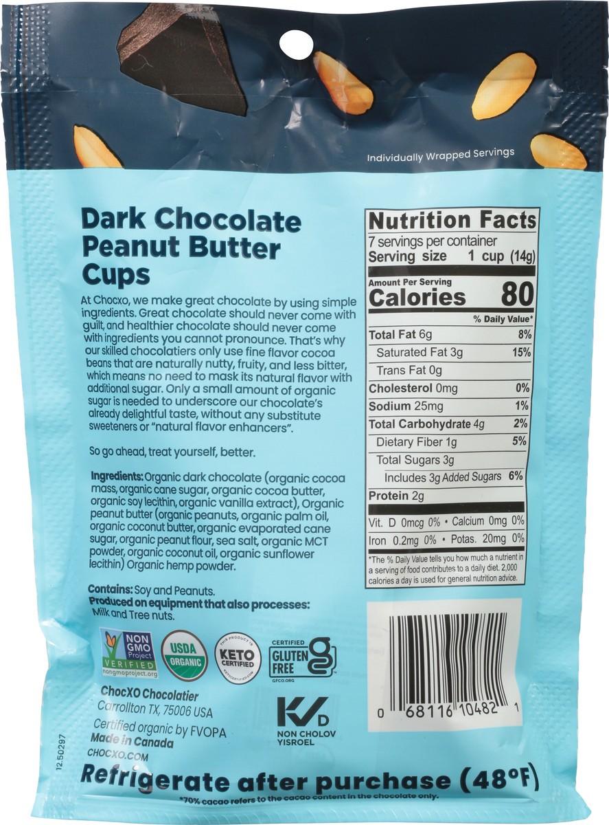 slide 8 of 9, ChocXo 70% Cacao Dark Chocolate Peanut Butter Cups 3.45 oz, 3.45 oz