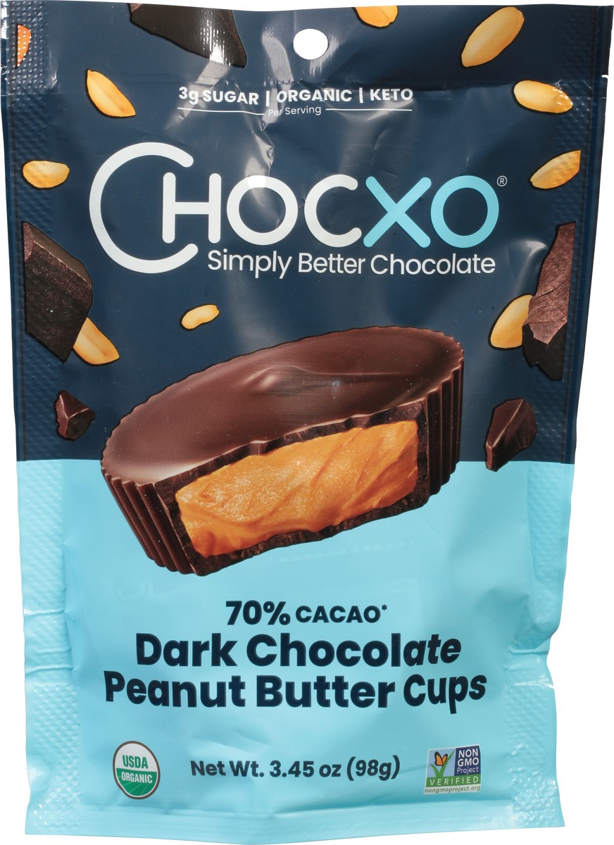 slide 2 of 9, ChocXo 70% Cacao Dark Chocolate Peanut Butter Cups 3.45 oz, 3.45 oz