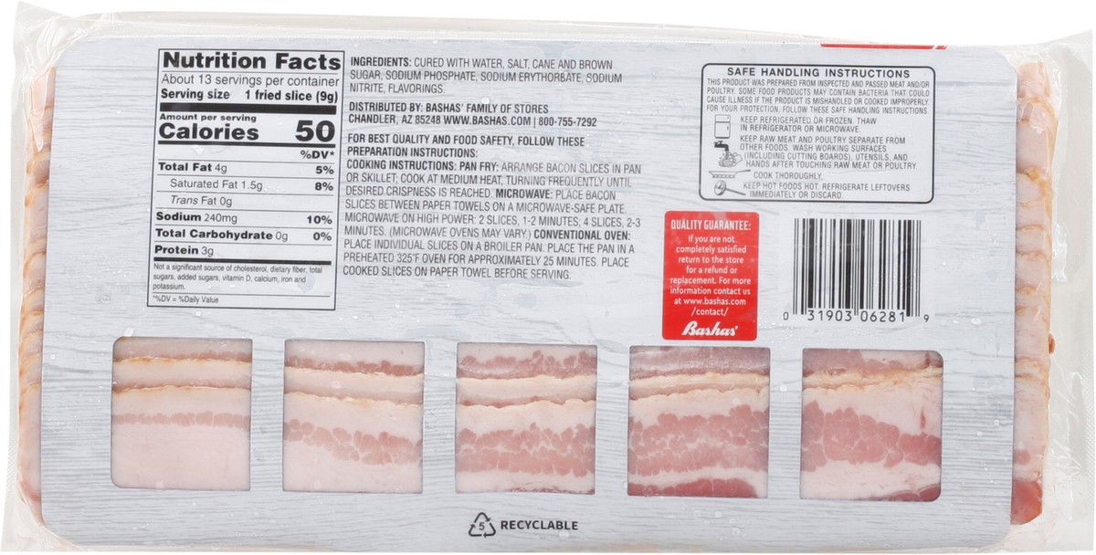 slide 4 of 14, Bashas Center Cut Bacon, 12 oz