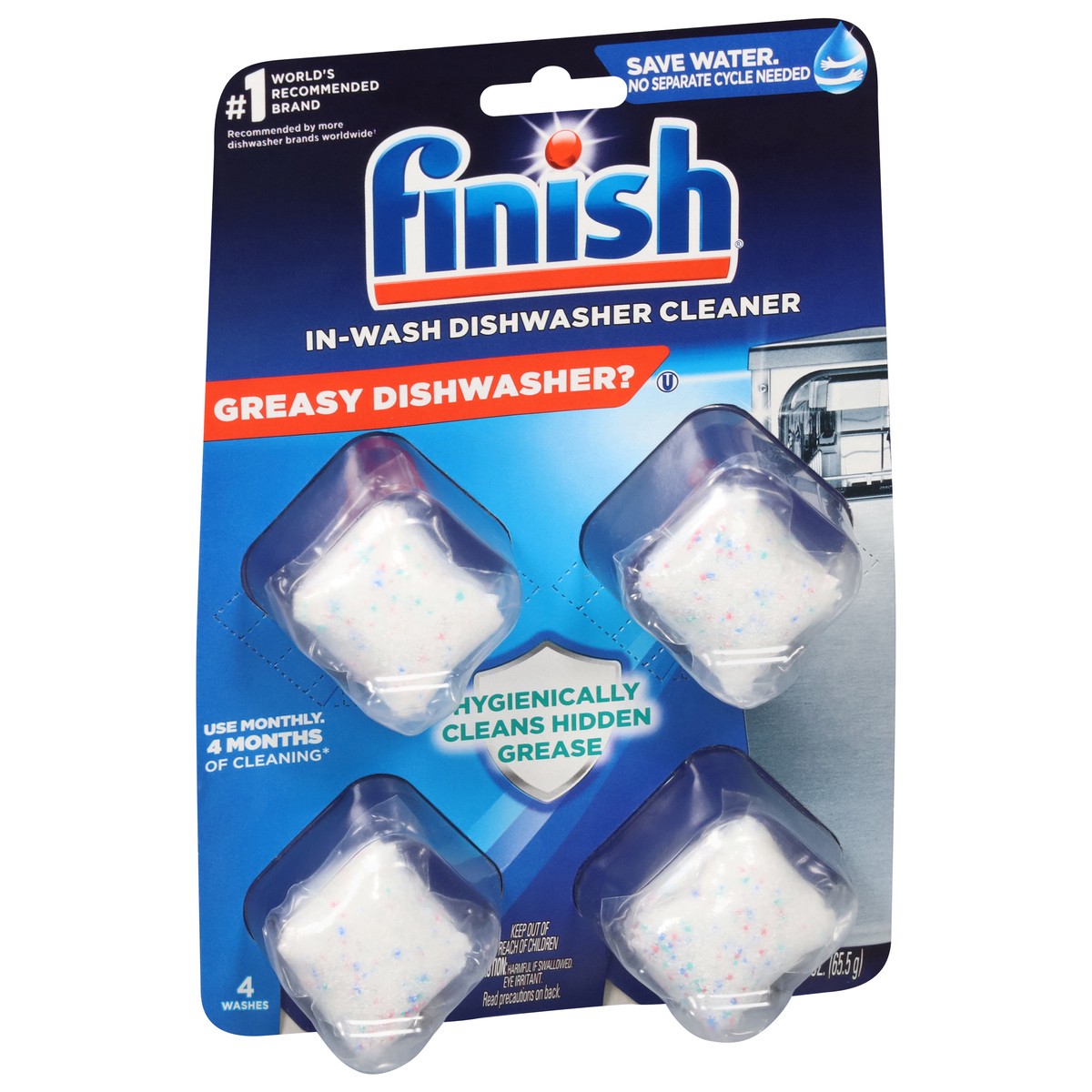 slide 7 of 12, Finish In-Wash Dishwasher Cleaner 4 ea, 4 ct