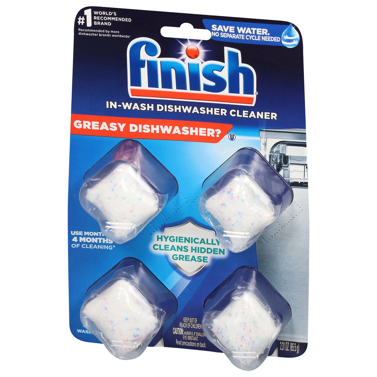 slide 10 of 12, Finish In-Wash Dishwasher Cleaner 4 ea, 4 ct